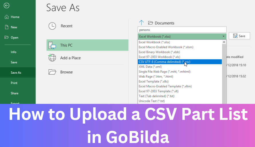 How to Upload a CSV Part List in GoBilda
