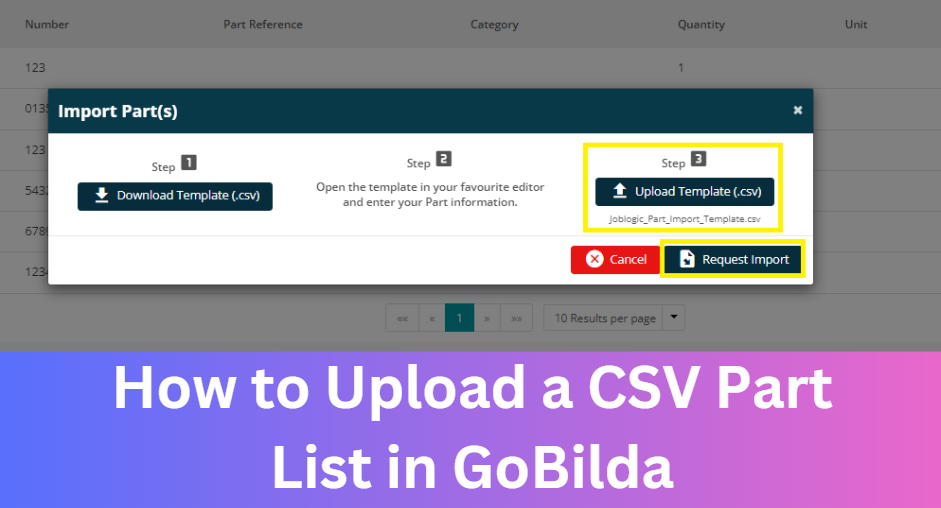 How to Upload a CSV Part List in GoBilda
