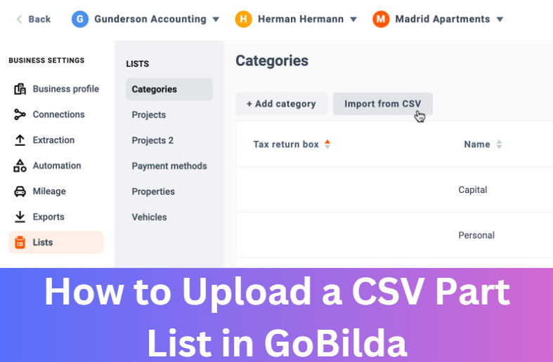 How to Upload a CSV Part List in GoBilda
